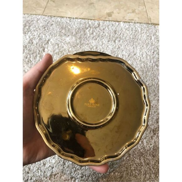 Sembol Pure Bone Porcelain Four Piece Set Black and Gold Cup and Plate - Picture 4 of 15